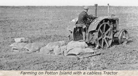 Farming on Potton Island with a cabless Tractor