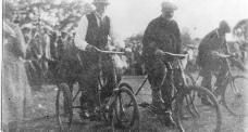 John Cooper in centre won Tricycle Race at Little Wakering Hall Fete 