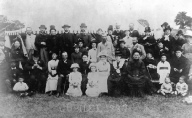 Golden Jubilee Fete, Barling 1887 (tall man in centre with beard Mr Brown)