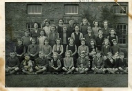 Foulness School 1949 *BACK ROW* 1 Mrs Marjorie Brown (Headteacher) 2 Ann Brown 3 Sheila Nicholls 4 David Rippingale 5 Yvonne Gardner 6 ? 7 Mrs Dinah Nicholls (Infant Teacher) 3RD ROW 1 Aubrey Shinn 2 Joyce Pickering 3 Jean Belton 4 Rosie Farr 5 Dorothy Bird 6 Gerald Hume 7 