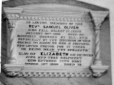 Burial Plaque of Rev Samuel Oliver and wife Elizabeth inside Congregational Church
