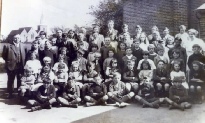 Foulness Church of England School 1925 *BACK ROW* 1 Gladys Nicholls 2 Alf Rawlings 3 Maria Cripps 4 Reg Farr 5 Anne Webb 6 Percy (Tom) Belton 7 Eva Hume 8 John Belton 9 Vera Bird 10 George Belton 11 Lucy Hume *5TH ROW* 1 Headmaster Mr Edgar Miskin 2 John Willsmer 3 