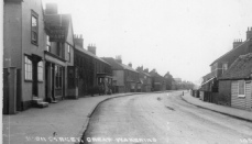 Great Wakering High Street looking west with The White Hart on the left
