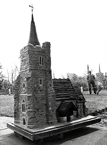 On 4th April 1971 he finished building a three feet high model of St. Mary’s Church, from stone taken from the House of Commons which was bombed during World War Two