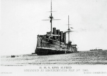 HMS King Alfred stranded at Shoeburyness 1905