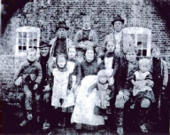 James and Eliza Hume Family at Little Brickhouse (Newmarsh Farm) 1891 *REAR LEFT TO RIGHT* James (Grandfather),  Barney, David *MIDDLE* Robert, James (Great Grandfather), Alice, Ada, Eliza (Great Grandmother), Eliza, Charles, Alf *FRONT* Ann, Will