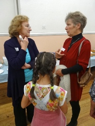 Ann Wright talking to Janet Pitts