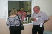 Janet Groves making tea for Beryl Brudenell and Tony Groves